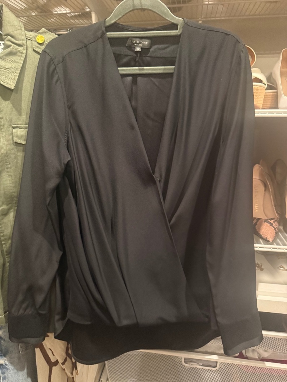 Rag & Bone black silk top size M